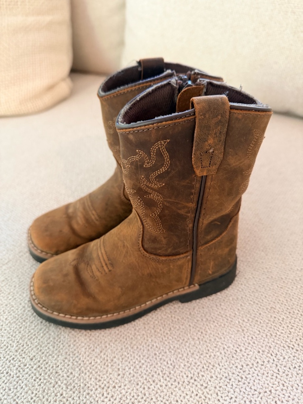 Toddler Boys Brown Zip Up Western Boots